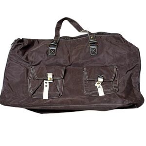 Large Packable Duffle Bag w Pockets in Brown Vinyl